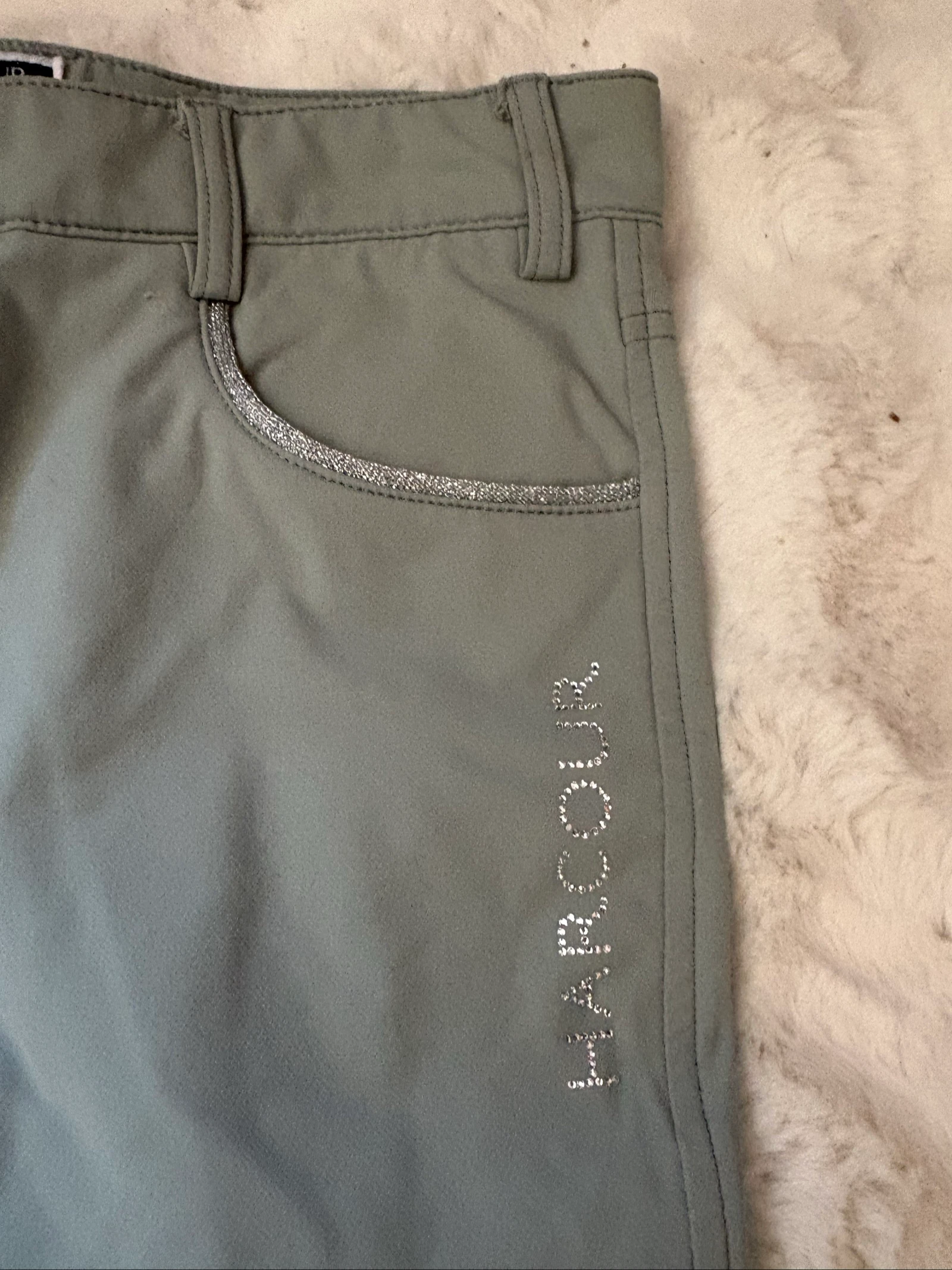 Pantalón de equitación Harcour Equistrian talla 34, color verde salvia claro / gris verde. – photo 3